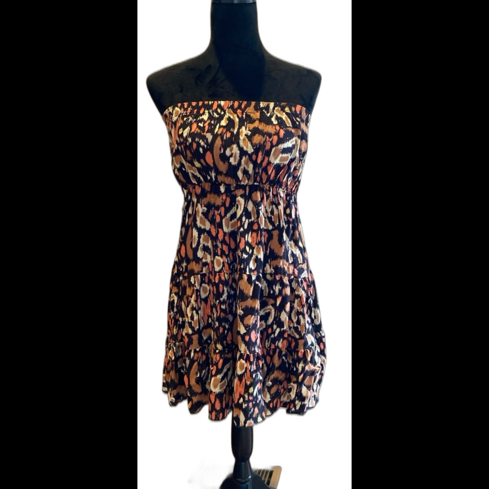 Wet Seal Dress Sz Medium Animal ? Cheetah Print Strapless Tiered‎ Ruffle Skirt